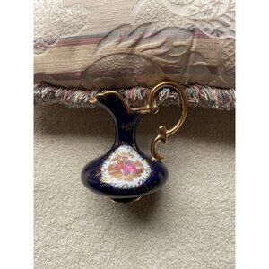 Vintage Limoges French Porcelain Miniature Pitcher With Gold Detailing 6 inches